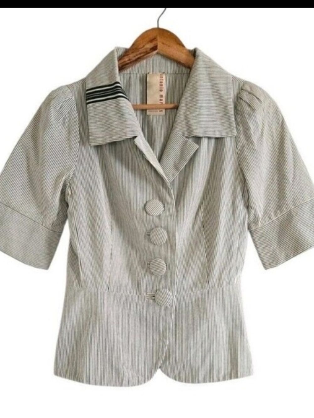 Antonio Marras Crop Blazer Women Eu 42 Striped Button Front Retro Made In Italy